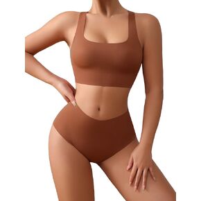 SHENHE Women's 2 Piece Seamless No Show Lingerie Set Racerback Bra and High Waisted Underwear in Saudi Arabia