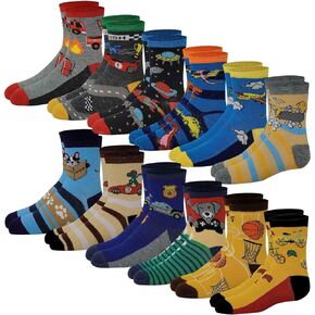 Different Touch 12 Pairs Boys Girls Kids Socks Fun Crazy Funny Novelty Crew Socks in Saudi Arabia