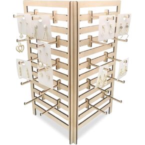 AnairsMo Wooden Jewelry Display Stand, Keychain Display Stand with Movable 20 Hooks, Earring Cards Necklace Bracelet Holder for Retail Table, Craft Show, Vendor Events in Kuwait