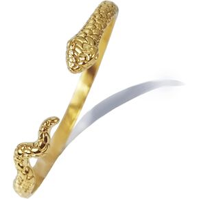 DEAROK 14K Gold Bracelet for Women Snake Cuff Bracelet for Girls Open Bangle Beads Black Bracelet for Grils Friendship Gift