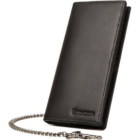 محفظة سلسلة لراكبي الدراجات النارية للرجال من انوين، محفظة من الجلد الطبيعي بتصميم طويل لحجب تقنية تحديد الهوية بموجات الراديو، حامل دفتر شيكات لسائقي الشاحنات in Kuwait