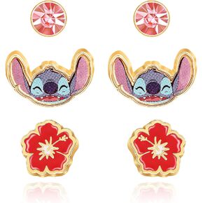 Disney Girls Stitch Earrings 3-Piece Set Officially Licensed - Set of 3 Stitch Stud Earrings for Girls - Stitch Jewelry in Saudi Arabia