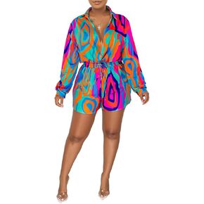 Sexy Long Sleeve Shorts Rompers Floral Jumpsuit Vacation Resort Outfits For Women 2023 Party Club Night