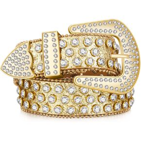 Rhinestone Western Belt Bling Studded belts for Women Cowgirl Cowboy Leather Diamond Belt Vintage Waist Belt for Jeans Dress