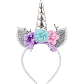 Unicorn Headband Flower Cat Ear Unicorn Horn Headband Perfect for Party Supplies Fantasy Favor (Gold) in Kuwait