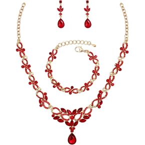 QLLYHLH 3pcs Brides Bridesmaid Musical Notes Necklace Dangle Earrings Link Bracelet Austrian Crystal Woman’s Wedding Jewelry Set Prom Costume Party