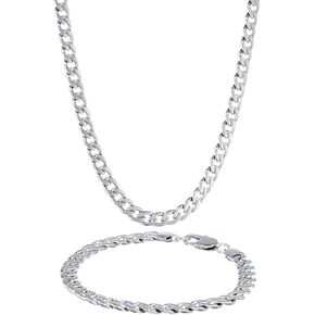 Metro Jewelry Thick Curb Chain Necklace and Bracelet Set in Stainless Steel 22 and 9 Inches 7.5 mm Wide Lobster Claw Jewelry Set in Saudi Arabia