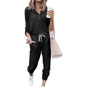 بدلة قفز نسائية من Yeshape قطعة واحدة كاجوال فضفاضة وطويلة مع خصر مطاطي برباط، بدلة رياضية مع جيوب in Kuwait