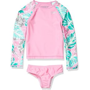 Speedo Girl's Uv Swim Shirt Long Sleeve Rashguard Set
