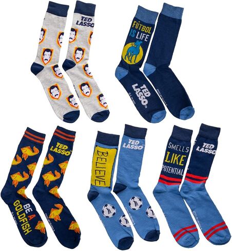Ted Lasso Men's 5-Pack Assorted Crew Socks in Saudi Arabia