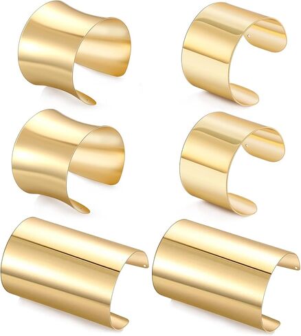 Jewdreamer 6 قطع سوار الكفة للنساء مفتوحة واسعة الأسلاك أساور الذهب الكفة المعصم التفاف سوار in Kuwait