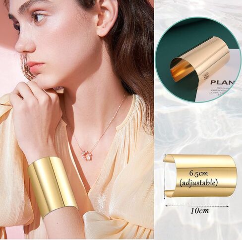 Jewdreamer 6 قطع سوار الكفة للنساء مفتوحة واسعة الأسلاك أساور الذهب الكفة المعصم التفاف سوار in Kuwait