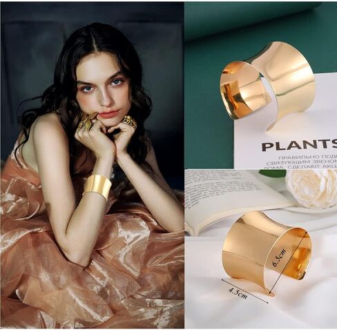 Jewdreamer 6 قطع سوار الكفة للنساء مفتوحة واسعة الأسلاك أساور الذهب الكفة المعصم التفاف سوار in Kuwait