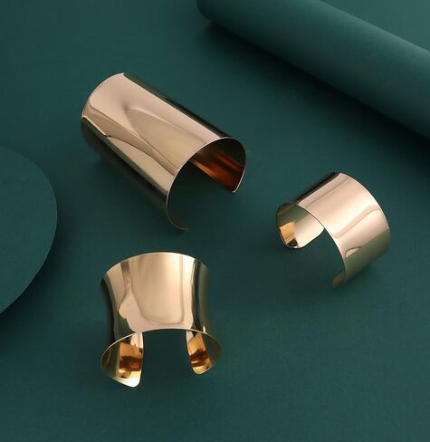 Jewdreamer 6 قطع سوار الكفة للنساء مفتوحة واسعة الأسلاك أساور الذهب الكفة المعصم التفاف سوار in Kuwait