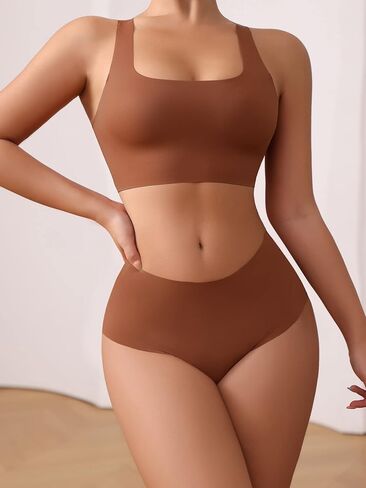 SHENHE Women's 2 Piece Seamless No Show Lingerie Set Racerback Bra and High Waisted Underwear in Saudi Arabia