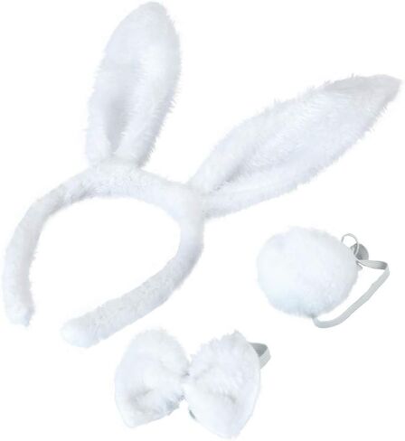 BinaryABC Easter Bunny Rabbit Costume Set,Ears Headband Bow Ties Tail Set,Halloween Costume Assesories in Kuwait