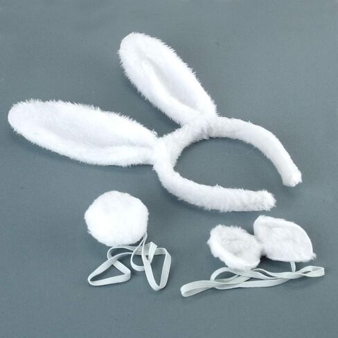 BinaryABC Easter Bunny Rabbit Costume Set,Ears Headband Bow Ties Tail Set,Halloween Costume Assesories in Kuwait