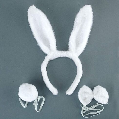 BinaryABC Easter Bunny Rabbit Costume Set,Ears Headband Bow Ties Tail Set,Halloween Costume Assesories in Kuwait