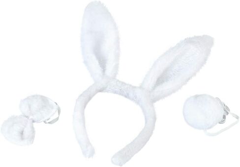 BinaryABC Easter Bunny Rabbit Costume Set,Ears Headband Bow Ties Tail Set,Halloween Costume Assesories in Kuwait