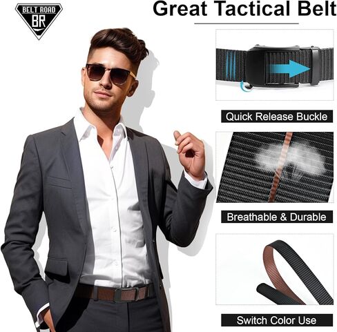 حزام BELTROAD الرجالي، حزام نايلون ذو وجهين اثنين في واحد لفستان كاجوال للرجال، سراويل جولف وقمصان بولو قصيرة in Kuwait