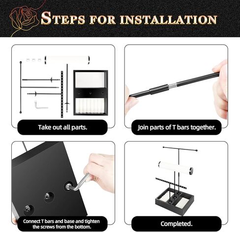 TOPNEW حامل منظم المجوهرات 3 في 1 حامل عرض قابل للإزالة للقلائد والأقراط والأساور والخاتم والمجوهرات وبرج المجوهرات المعدني والخشب-أسود in Kuwait