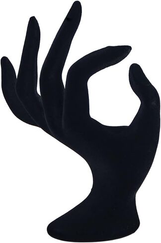 OK Gesture Ring Hand Holder,Jewelry Display Stand Hand Holder for Rings Bracelets Photo Props,Home Decoration(Black Velvet) in Kuwait