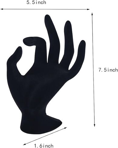 OK Gesture Ring Hand Holder,Jewelry Display Stand Hand Holder for Rings Bracelets Photo Props,Home Decoration(Black Velvet) in Kuwait