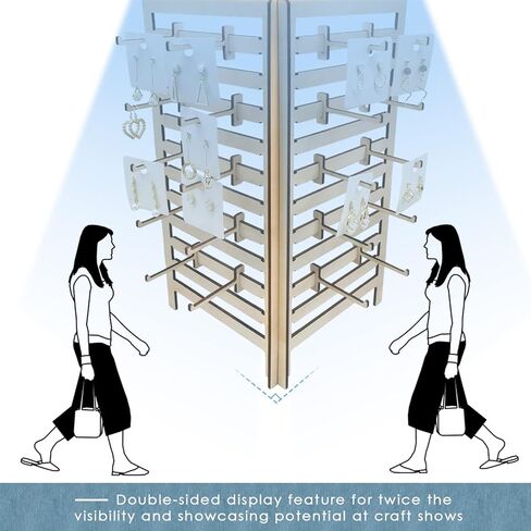 AnairsMo Wooden Jewelry Display Stand, Keychain Display Stand with Movable 20 Hooks, Earring Cards Necklace Bracelet Holder for Retail Table, Craft Show, Vendor Events in Kuwait