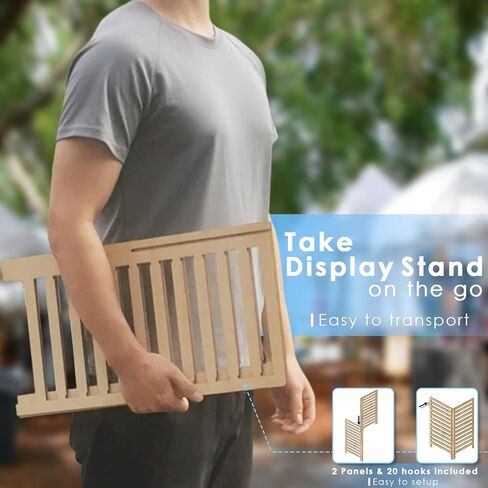 AnairsMo Wooden Jewelry Display Stand, Keychain Display Stand with Movable 20 Hooks, Earring Cards Necklace Bracelet Holder for Retail Table, Craft Show, Vendor Events in Kuwait