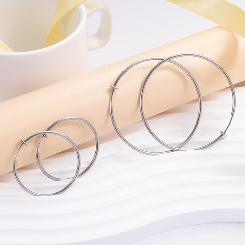 HAISWET Stainless Steel Big Clip On Spring Hoop Earrings 3 Pcs Jewelry Set Gunmetal Tone in Kuwait
