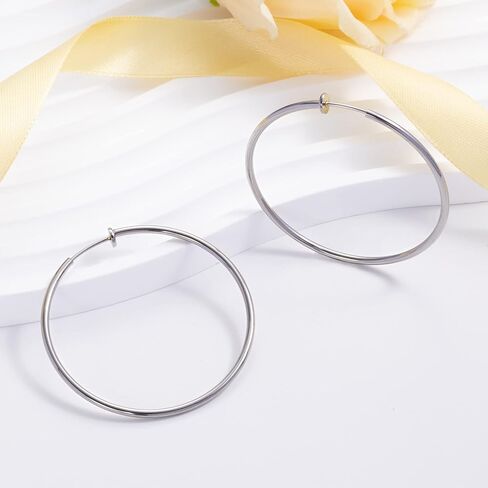 HAISWET Stainless Steel Big Clip On Spring Hoop Earrings 3 Pcs Jewelry Set Gunmetal Tone in Kuwait