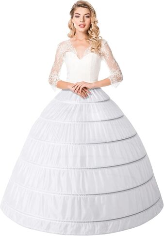 Asvsua Petticoats for Women Long White Petticoat Skirt 6 Hoop Floor Length Petticoat for Ball Gown in Saudi Arabia