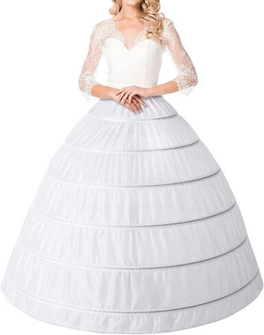 Asvsua Petticoats for Women Long White Petticoat Skirt 6 Hoop Floor Length Petticoat for Ball Gown in Saudi Arabia