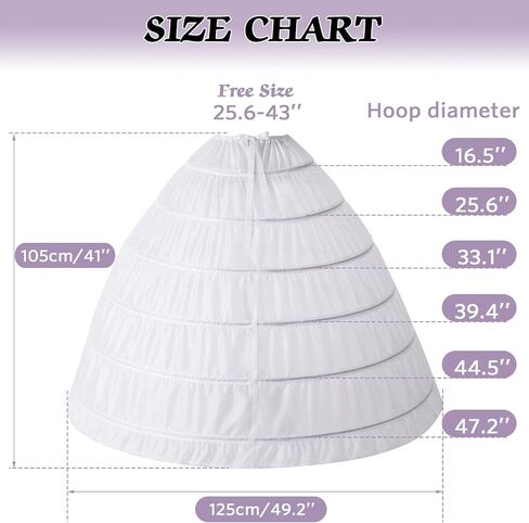 Asvsua Petticoats for Women Long White Petticoat Skirt 6 Hoop Floor Length Petticoat for Ball Gown in Saudi Arabia