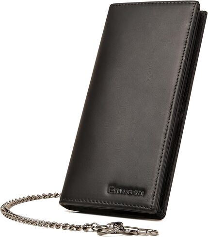 محفظة سلسلة لراكبي الدراجات النارية للرجال من انوين، محفظة من الجلد الطبيعي بتصميم طويل لحجب تقنية تحديد الهوية بموجات الراديو، حامل دفتر شيكات لسائقي الشاحنات in Kuwait