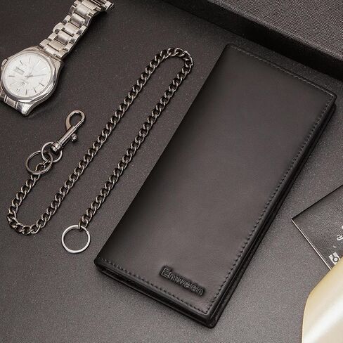 محفظة سلسلة لراكبي الدراجات النارية للرجال من انوين، محفظة من الجلد الطبيعي بتصميم طويل لحجب تقنية تحديد الهوية بموجات الراديو، حامل دفتر شيكات لسائقي الشاحنات in Kuwait