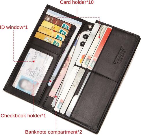 محفظة سلسلة لراكبي الدراجات النارية للرجال من انوين، محفظة من الجلد الطبيعي بتصميم طويل لحجب تقنية تحديد الهوية بموجات الراديو، حامل دفتر شيكات لسائقي الشاحنات in Kuwait