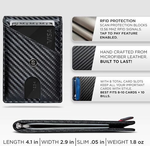 Suavell Slim Wallets for Men. RFID Money Clip Wallet, Slim Wallet, Thin Front Pocket Credit Card Wallet, Minimalist Bifold in Kuwait