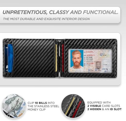Suavell Slim Wallets for Men. RFID Money Clip Wallet, Slim Wallet, Thin Front Pocket Credit Card Wallet, Minimalist Bifold in Kuwait