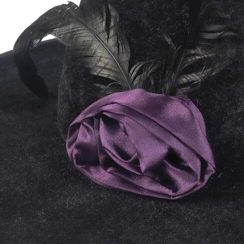 PTYQU Halloween Witch Hat - Glamorous Black Witches Accessories Fancy Velvet Hat with Flowers in Kuwait