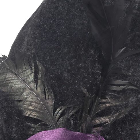 PTYQU Halloween Witch Hat - Glamorous Black Witches Accessories Fancy Velvet Hat with Flowers in Kuwait