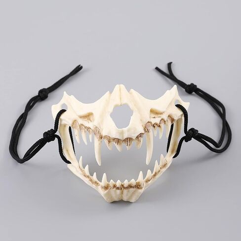 Animal Skull Mask Japanese Half mask Halloween Face Mask Cosplay,Oni Mask,half skull mask Skull Halloween Mask Cosplay Decorative Bone Mask Costume Horror Half Face Mask Role Playing for Adult in Saudi Arabia