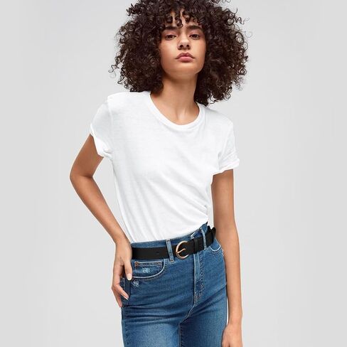 Balteus 2 حزمة حزام جلد أسود للنساء حزام خصر أنيق مع إبزيم ذهبي حزام فستان للسيدات لبنطلون الجينز in Kuwait