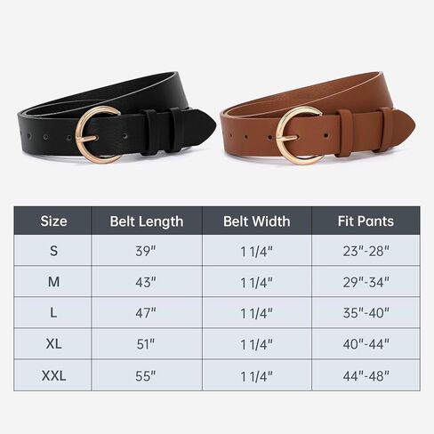 Balteus 2 حزمة حزام جلد أسود للنساء حزام خصر أنيق مع إبزيم ذهبي حزام فستان للسيدات لبنطلون الجينز in Kuwait