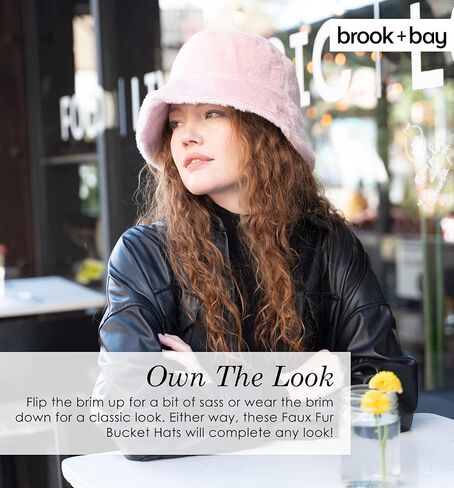 قبعة Brook + Bay من الفرو الصناعي - قبعات دلو غامضة وقبعة فرو - قبعة دلو شتوية، قبعة دلو منفوشة، قبعة دلو فروي in Kuwait