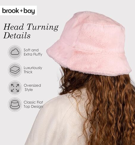 قبعة Brook + Bay من الفرو الصناعي - قبعات دلو غامضة وقبعة فرو - قبعة دلو شتوية، قبعة دلو منفوشة، قبعة دلو فروي in Kuwait