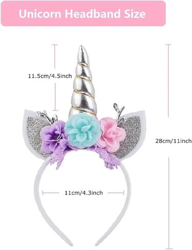 Unicorn Headband Flower Cat Ear Unicorn Horn Headband Perfect for Party Supplies Fantasy Favor (Gold) in Kuwait