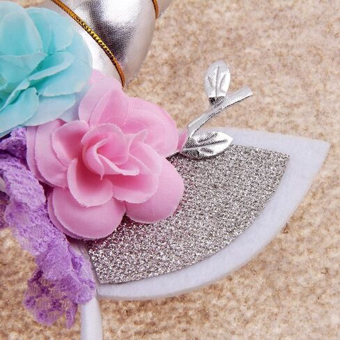 Unicorn Headband Flower Cat Ear Unicorn Horn Headband Perfect for Party Supplies Fantasy Favor (Gold) in Kuwait