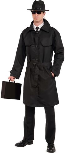 Forum Novelties Adult Secret Agent Spy Costume Trench Coat, Black, Standard in Saudi Arabia