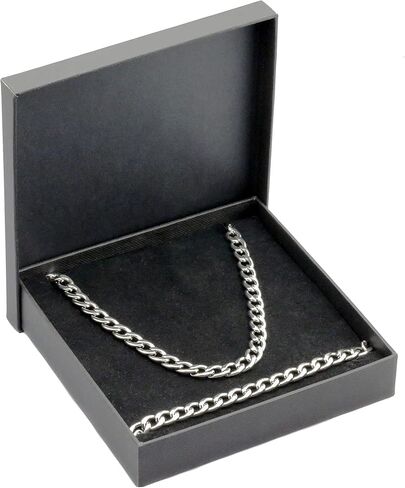 Metro Jewelry Thick Curb Chain Necklace and Bracelet Set in Stainless Steel 22 and 9 Inches 7.5 mm Wide Lobster Claw Jewelry Set in Saudi Arabia